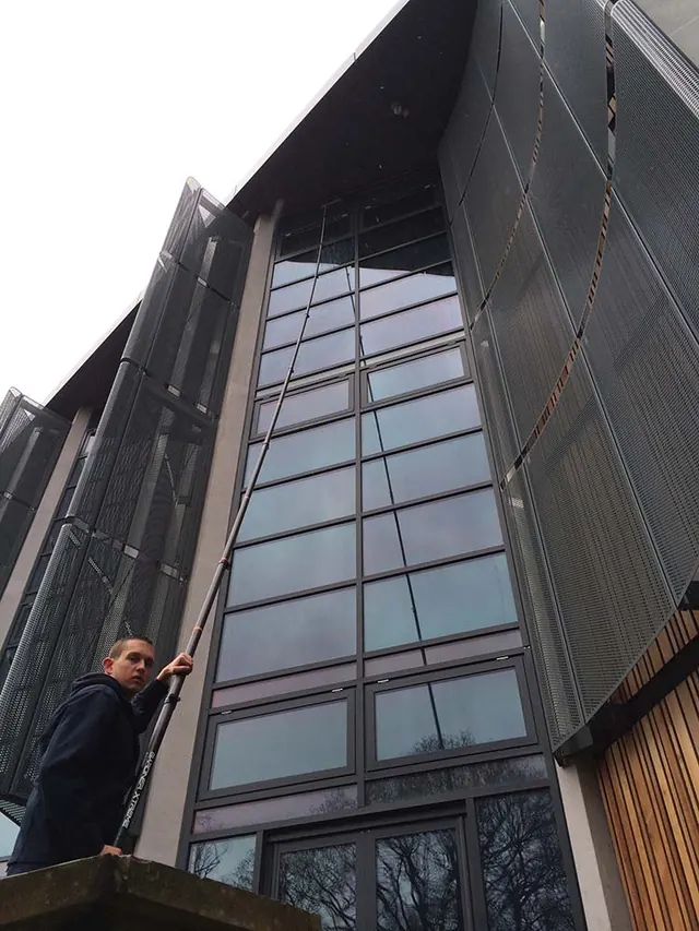 Lanes Ltd cleaning the glazed frontage of a commercial building